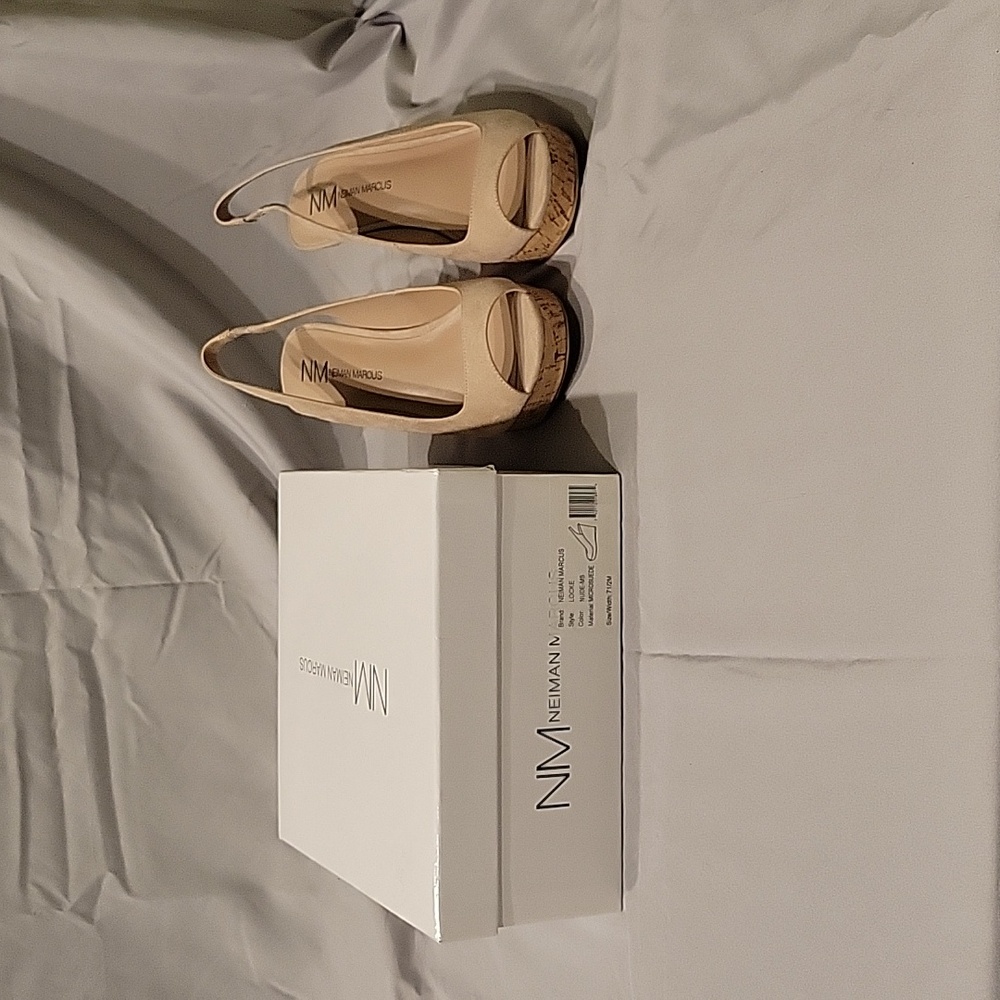 Neiman Marcus nude micro suede sling back 7 1/2